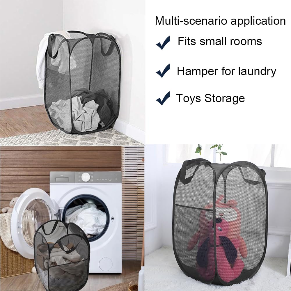 Bud Mesh Pop Up Laundry Hamper With Portable, Durable Handles, Collapsible Laundry Basket For Storage, Folding Pop-Up Clothes Ha