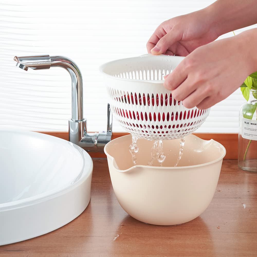 2 In 1 Kitchen Colander Set With Bowl Strainer (2 Sets 3 Qt),Bpa Free Plastic Fruits And Vegetable Washing Basket,Dishwasher Fri