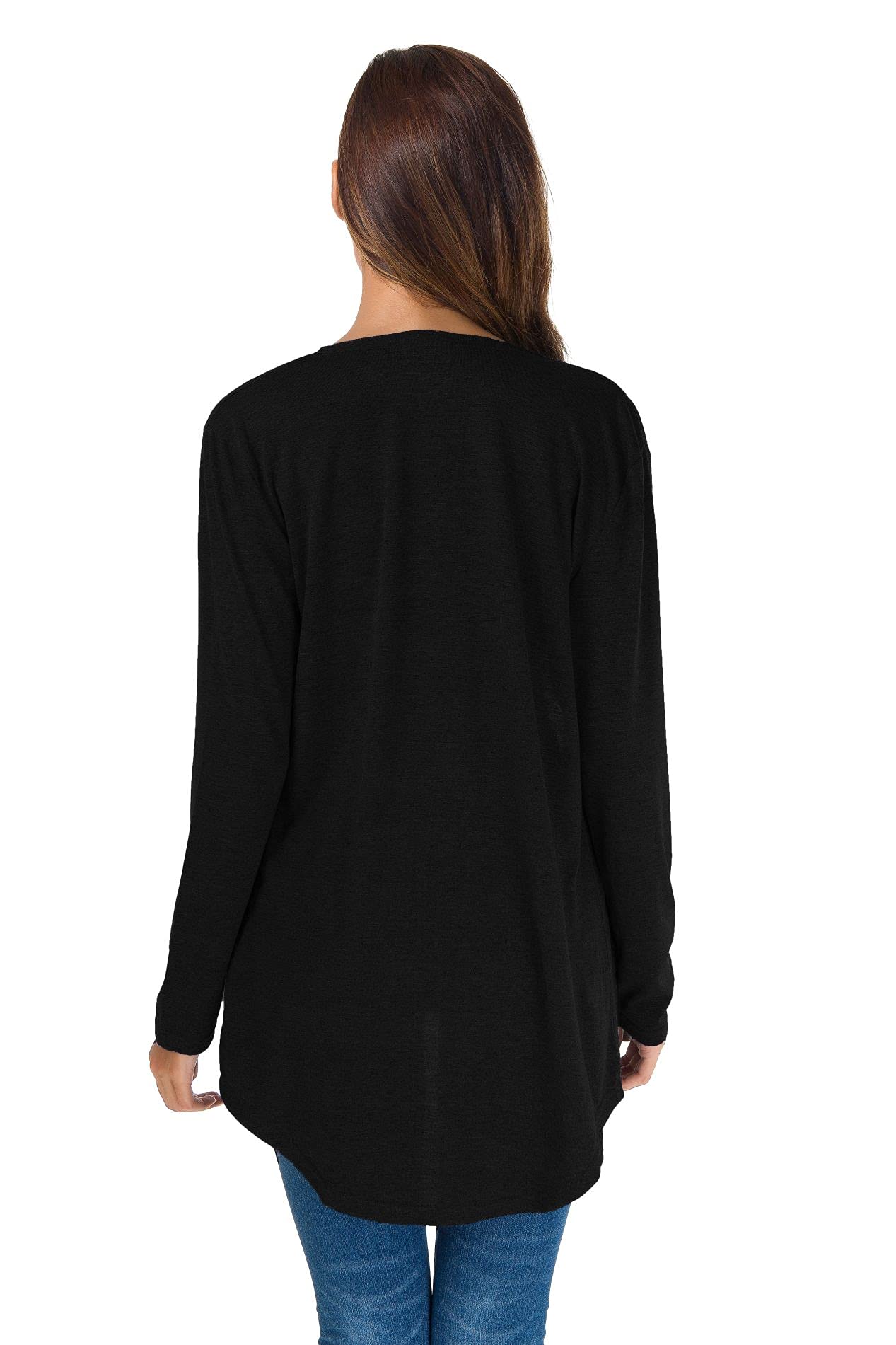 Towncat Cardigans For Women Loose Casual Long Sleeved Open Front Breathable Cardigans With Pocket (Black,M)