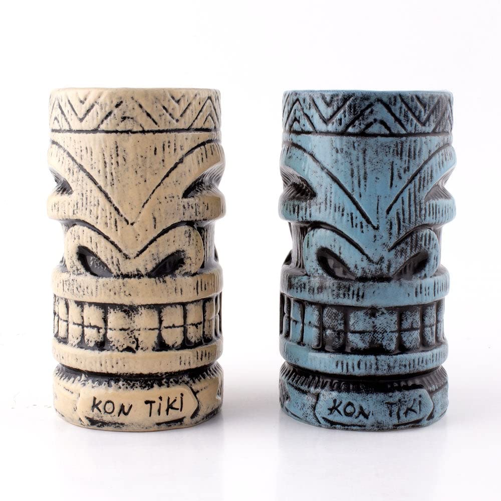 Barconic Tiki Mugs - Kon Tiki Design - Set Of 2