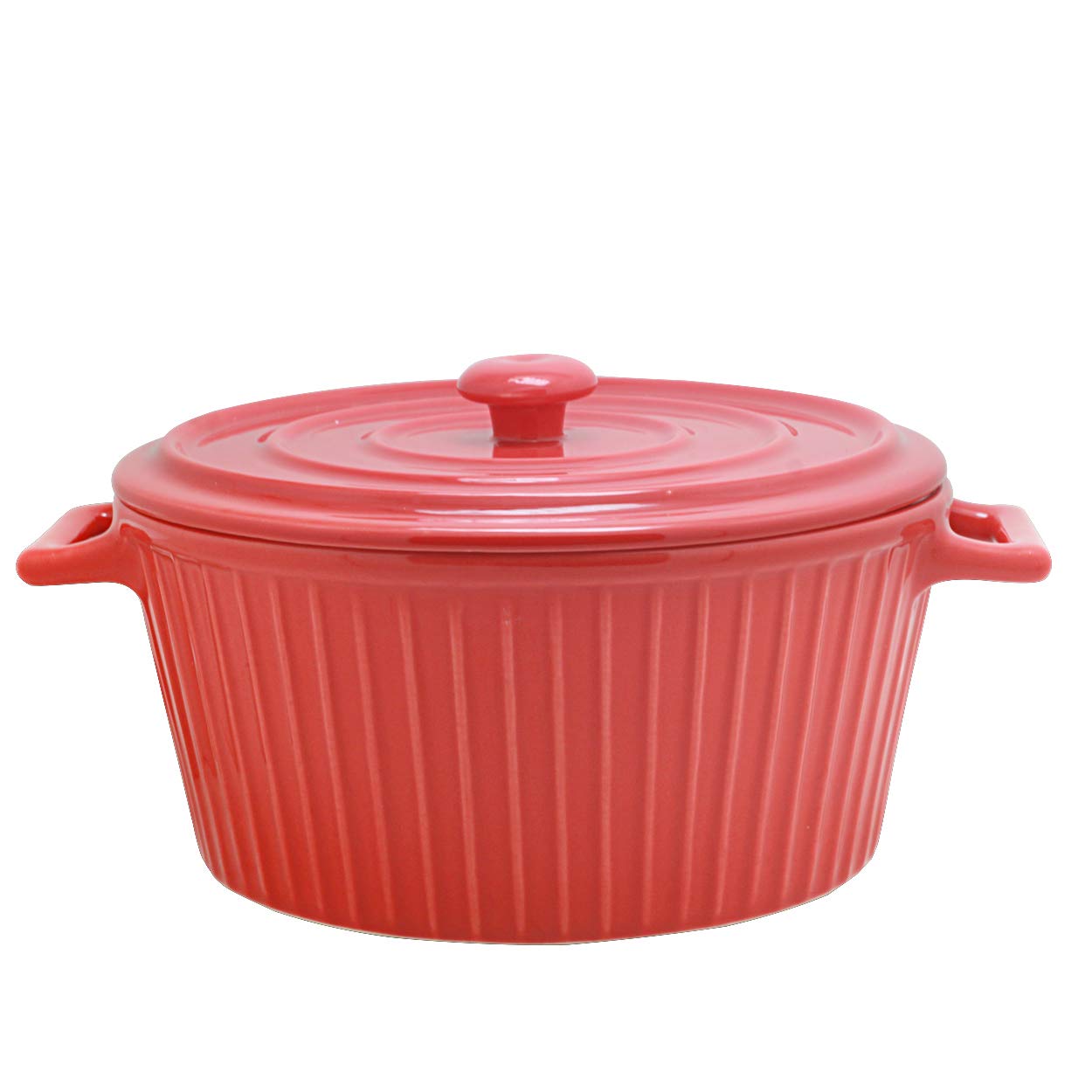Jomop Casserole Dish with Lid 1.1 Quart Ceramic Casserole Pan for Bakeware Oven Colorful (1, Red)