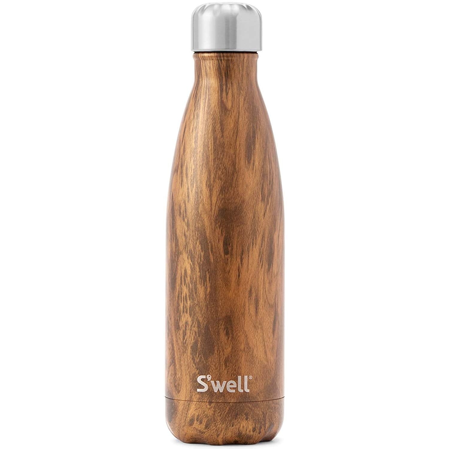 S'Well Stainless Steel Water Bottle-25 Teakwood-Triple-Layered Vacuum-Insulated Containers Keeps Drinks Cold For 48 Hours And Ho
