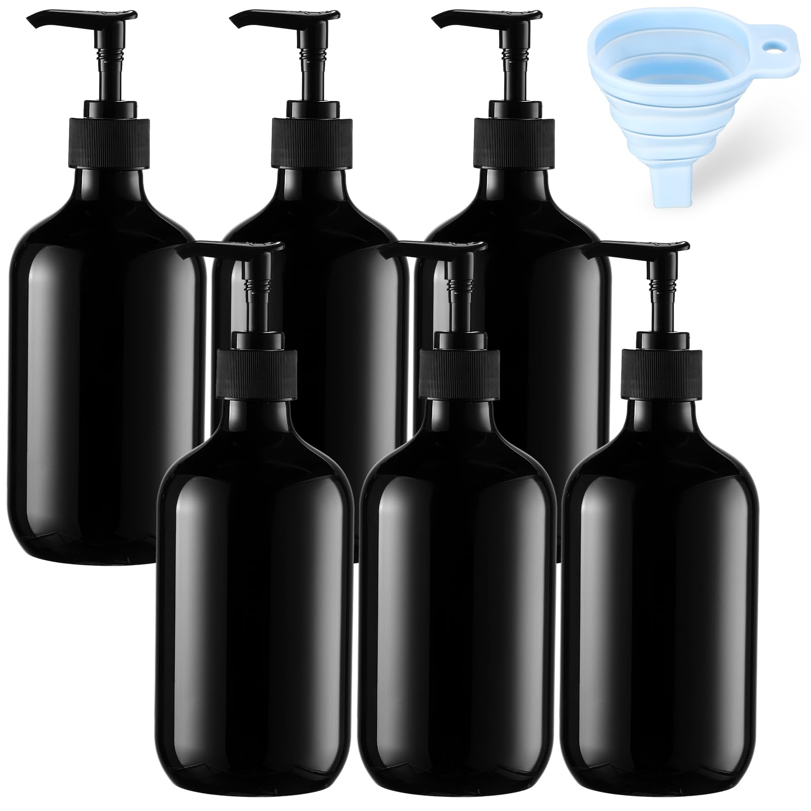 Sliner 6 Pcs Plastic Shampoo and Conditioner Dispenser Bottles 16.9 oz Shower Bottles with Pump 12 Labels and 1 Silicone Funnel 