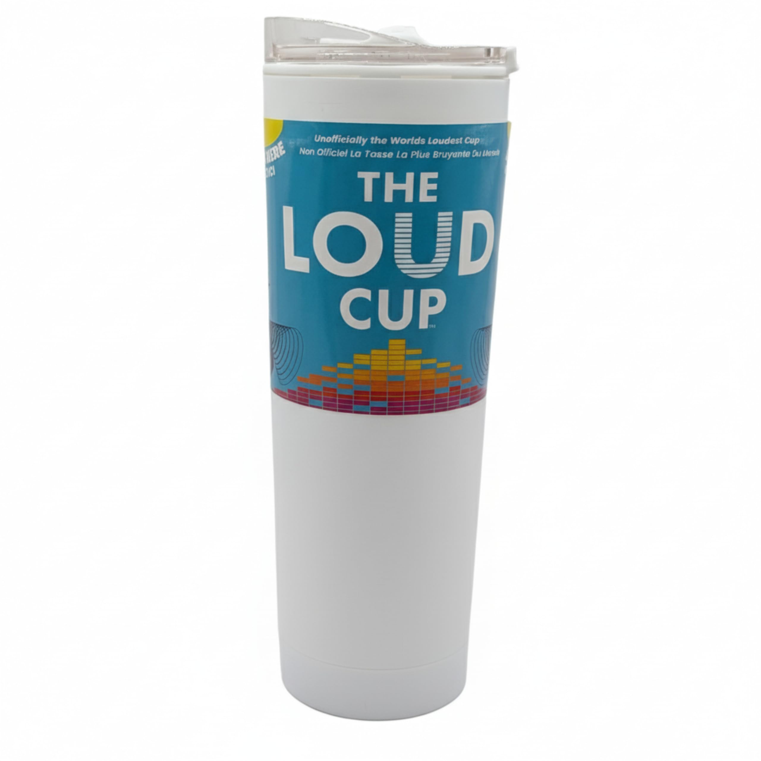 The LoudCup 23oz Reusable Water Bottle (Ice White) - 2-in-1 Travel Tumbler & Noisemaker - BPA-Free, Blow Horn & Cup with Slide L