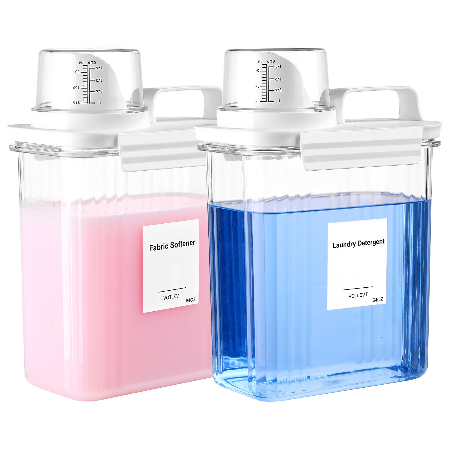 Votlevt 64Oz Liquid Laundry Detergent Dispenser, Laundry Soap Dispenser, Clear Plastic Fabric Softener Holder And Container, Lau