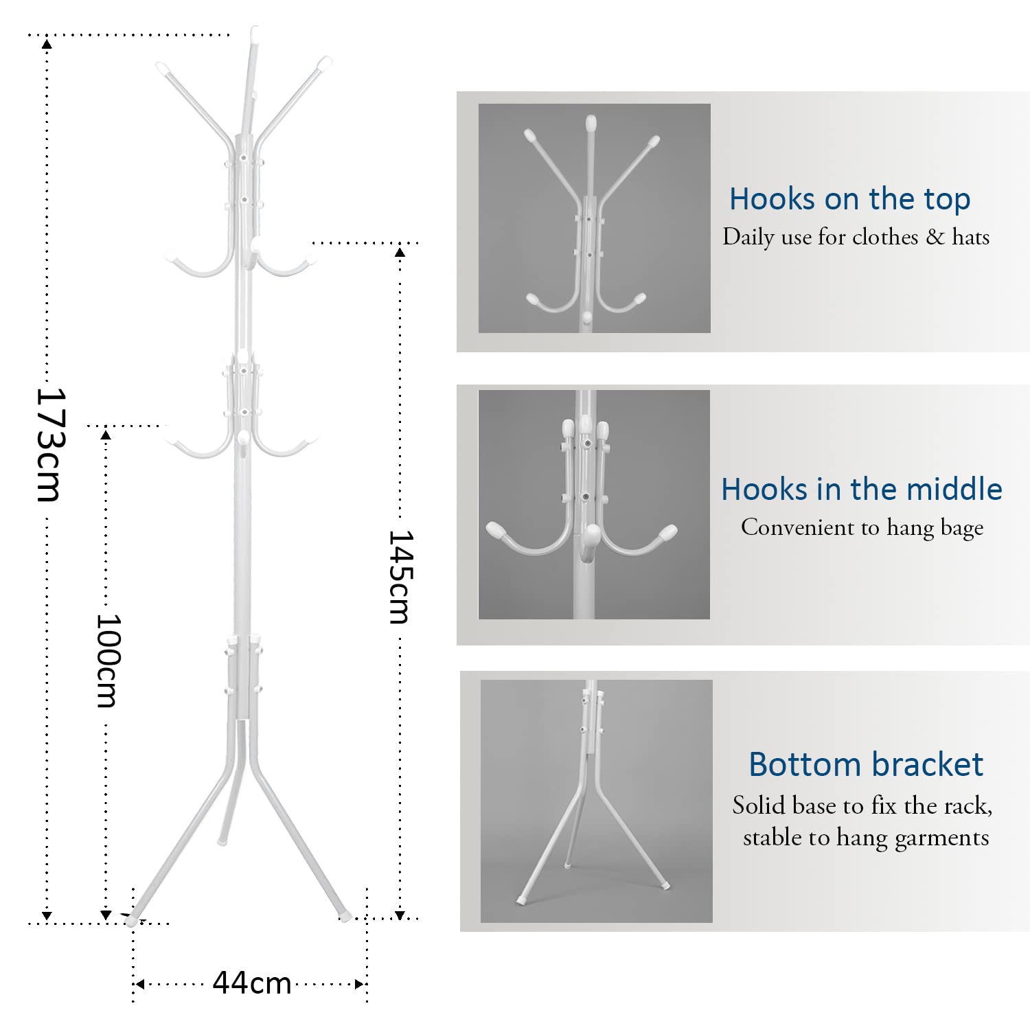 Leopax 8 Hook Metal Coat Stand Hanger For Hanging Clothes, Towels, Hats | Garment Stand, Cloth Stand, Cloth Hanger, Standing Coa