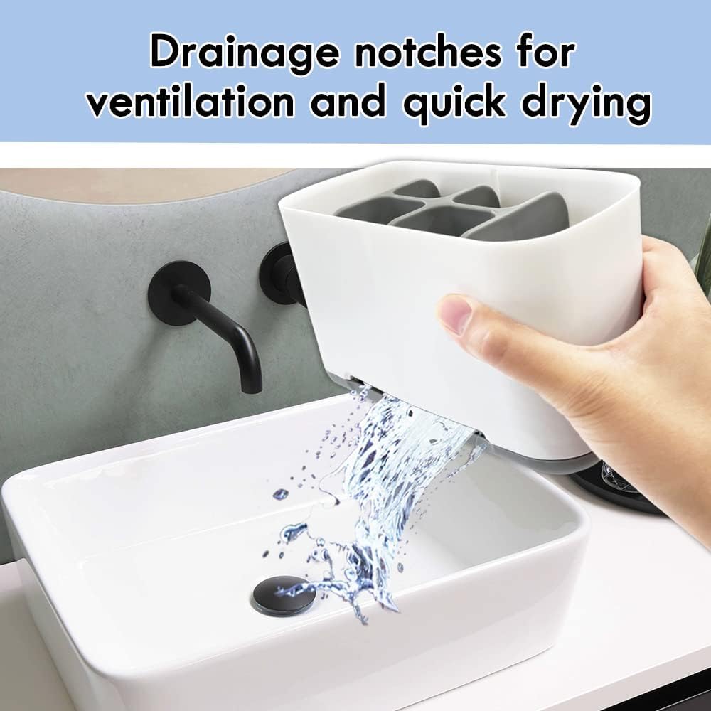 Leawall Toothbrush Holder, Toiletries Holder Stand Plastic Caddy Organizer For Tooth Paste & Tooth Brush | Toiletries Holder Sta