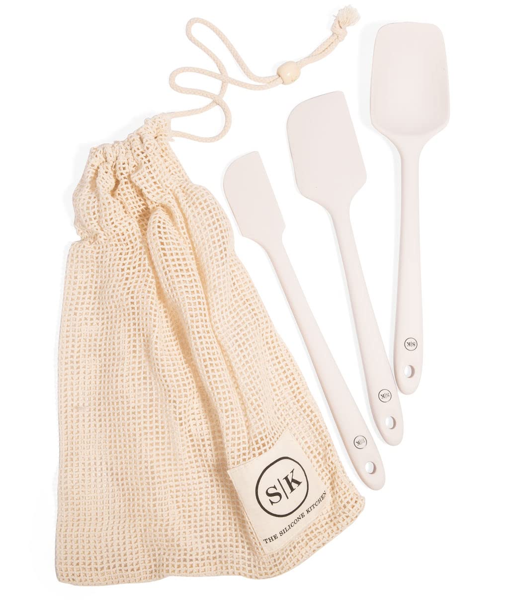 The Silicone Kitchen Improved Spatula, Skinny Spatula, Spoonula In Designer White, Silicone Spatula Set 3 Piece, Off-White