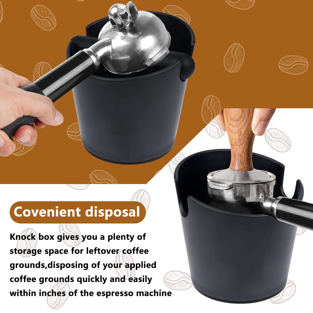 Espresso Knock Box 4.8 Inch Coffee Dump Bin For Coffee Grounds,Coffee Waste Bin With Removable Knock Bar And Non-Slip Base,Shock