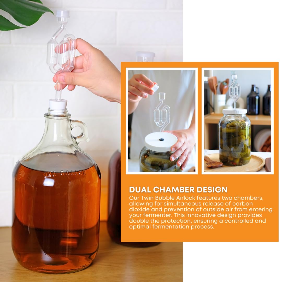 Fastrack 1 Gal Jug W/Twin Bubble Airlock, Polyseal Lid, #6.5 Drilled Stopper