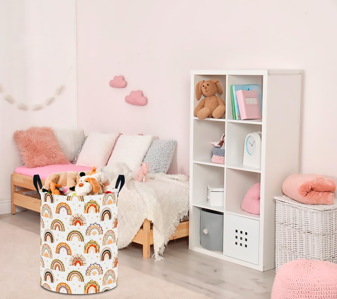Clocor Large Laundry Basket,Waterproof Nursery Hamper,Collapsible Fabric Storage Container,Room Decor,Gift Basket(Boho Rainbow