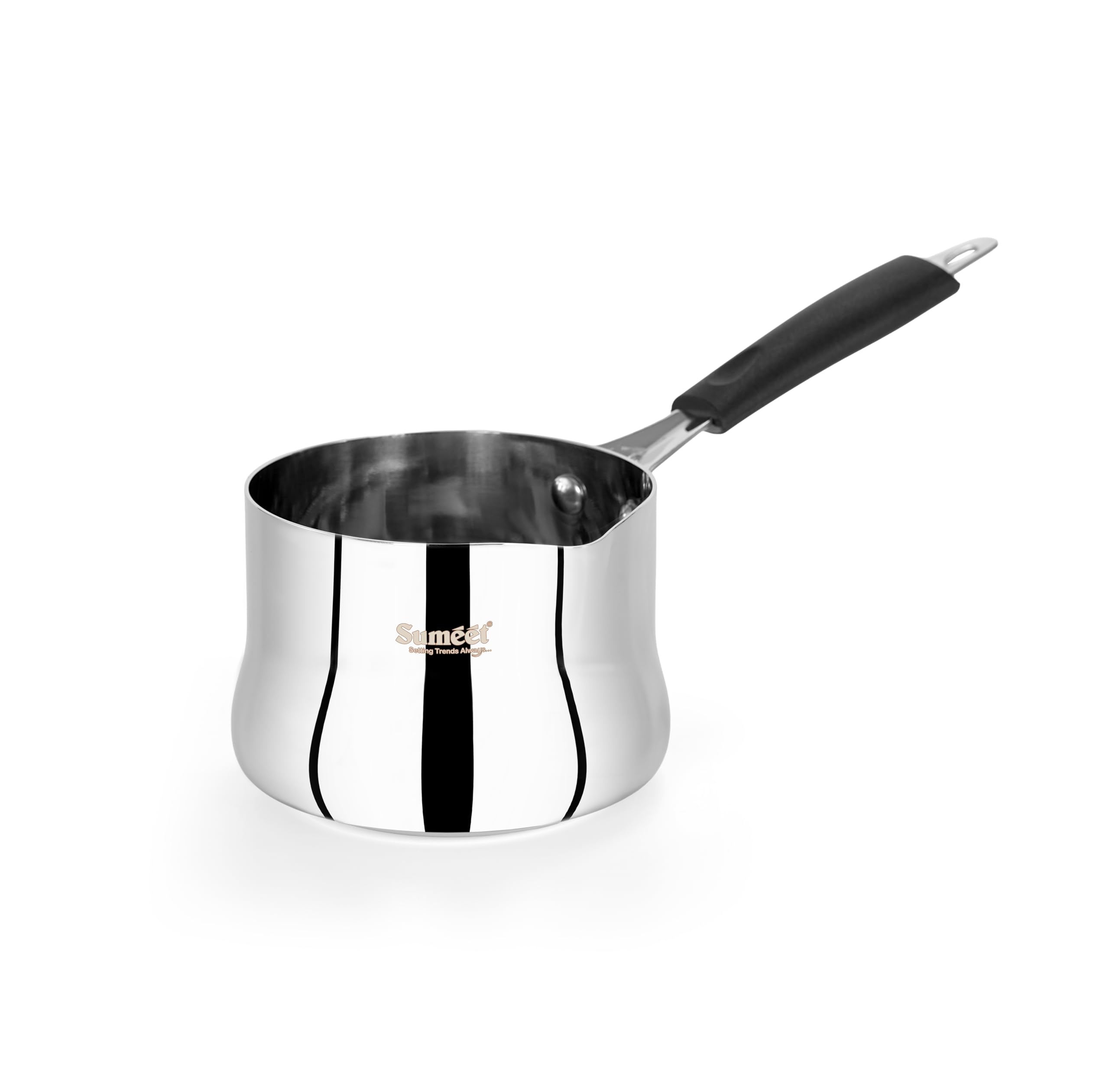 Sumeet ISI Certified Stainless Steel Heavy Gauge Coffee Tea Maker  Milk Warmer Pot with Even & Faster Heating  Food Safe  Durable  Easy to Pour - Induction & Gas Stove Ready - 11cm  800ml  Silver