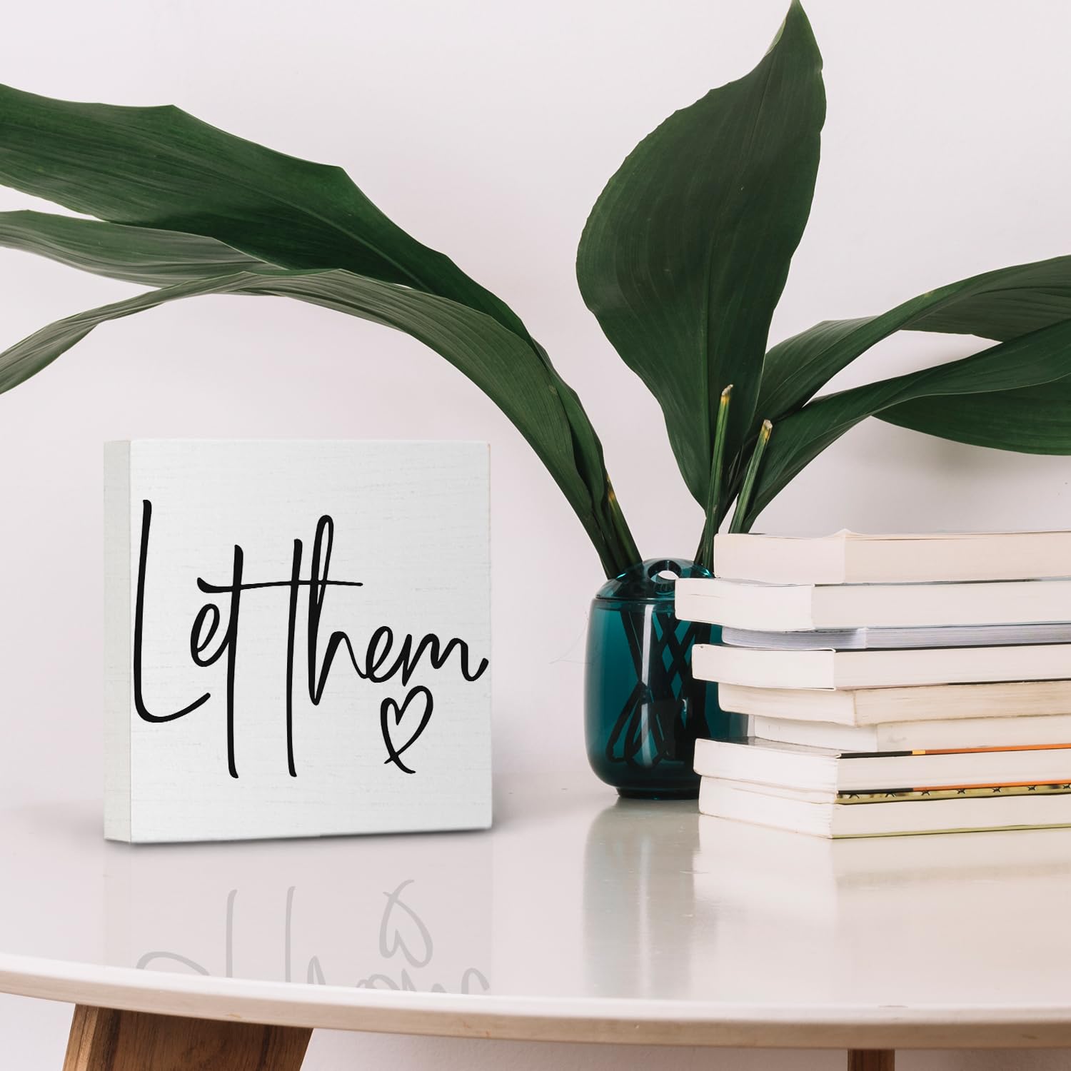 Nvotell Let Them Wooden Sign - Mental Health Quotes Wood Box Signs 5x5 Inches, Let Them Desk Tabletop Signs for Home Decor Shelf