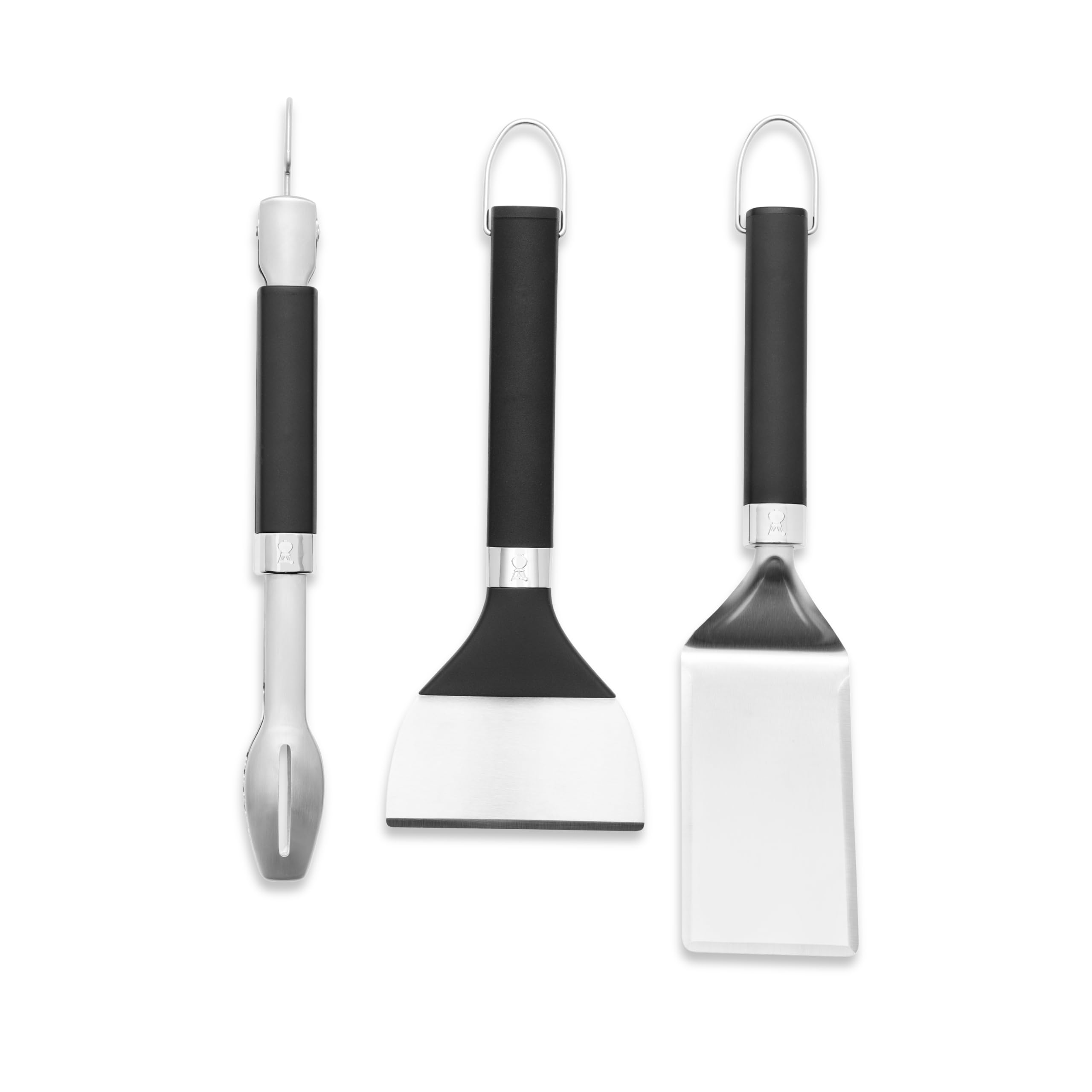Weber Portable Griddle Tool Set - Compact Stainless-Steel Spatula, Tongs & Scraper for On-The-Go Griddling