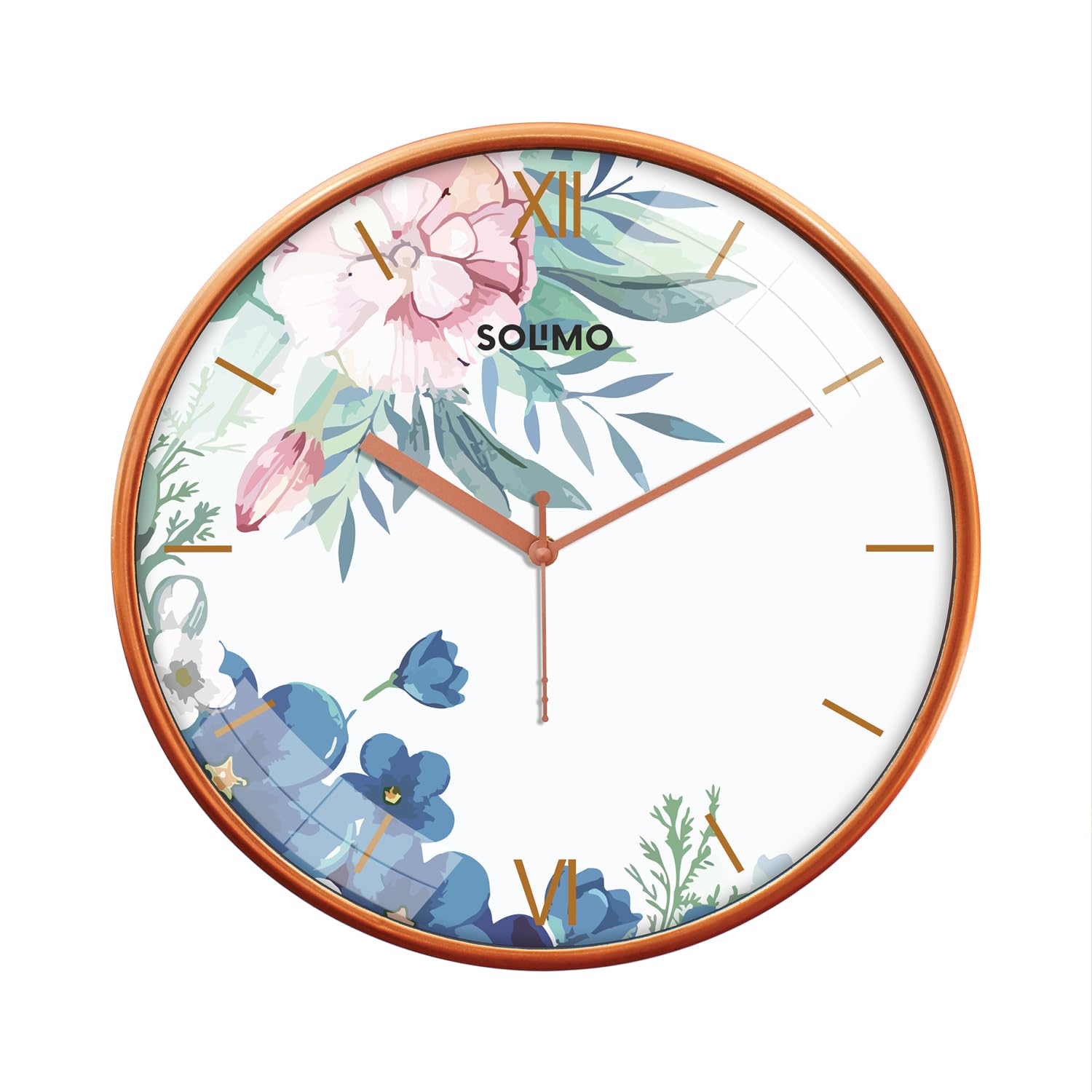 Amazon Brand - Solimo Plastic White Flower Analog Wall Clock, Quartz Movement, Silent Sweep, Modern, Easy-To-Read Time Indicator
