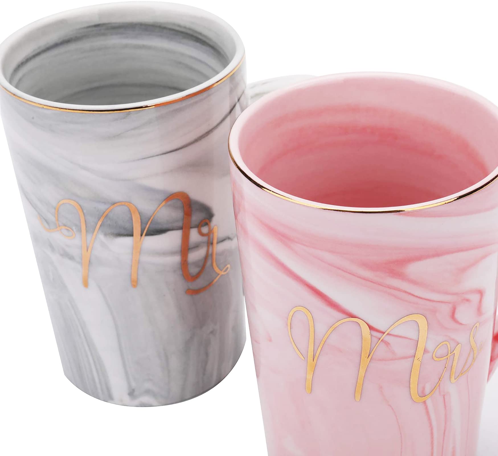 Yesland 13.5 Oz Mr And Mrs Coffee Mugs, Wedding Gifts For Couple/Bride And Groom, Ceramic Marble Cups For Bridal Shower Engageme