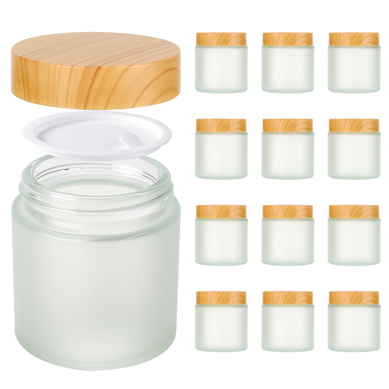 Hoa Kinh 4oz Glass Jars with Lids, 12 Pack Frosted Empty Small Cosmetic jar