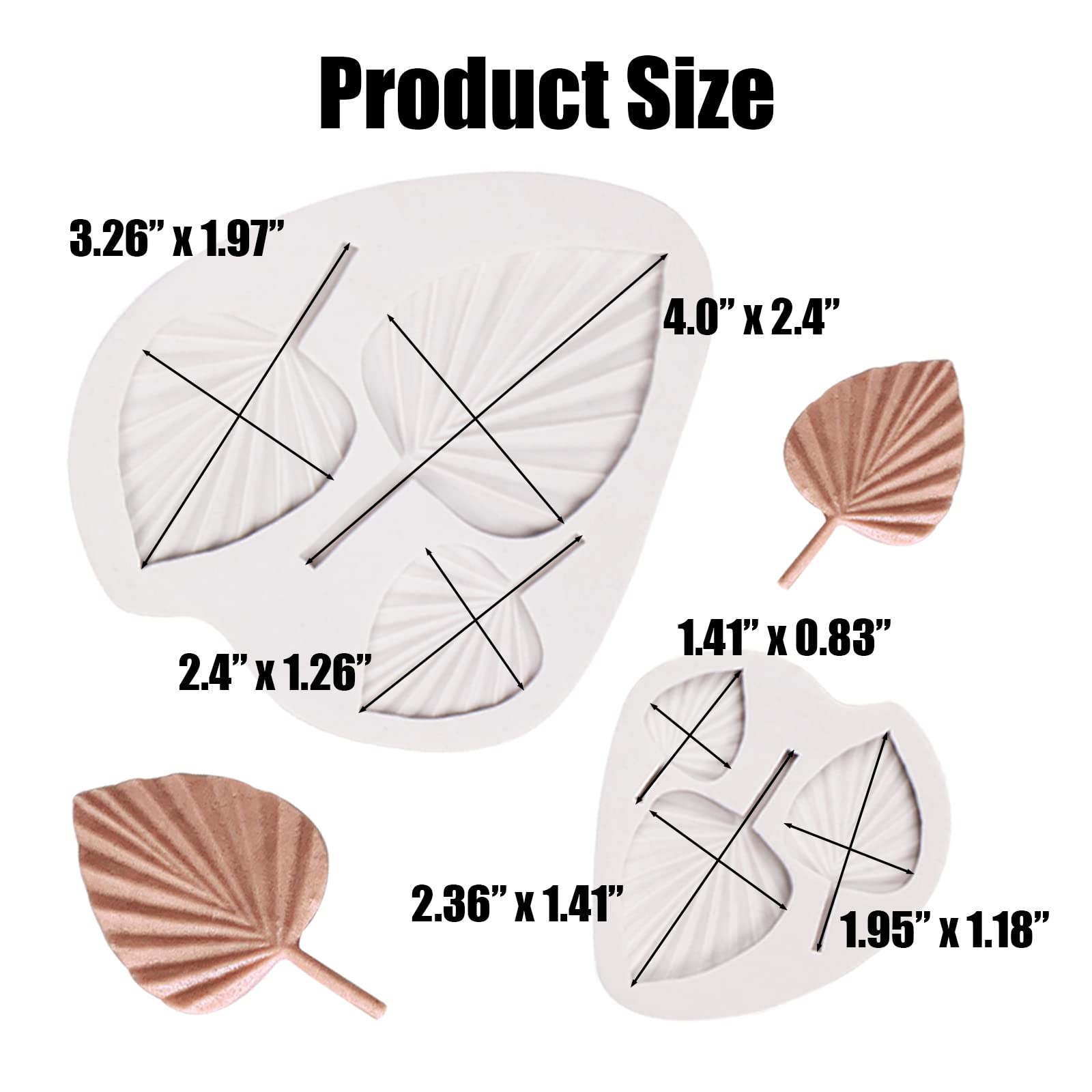 Boho Fondant Molds Silicone, Fan Leaf Molds 3D Fan Palm Leaf Shape Candy Chocolate Molds For Cupcake Topper, Boho Cake Decoratio