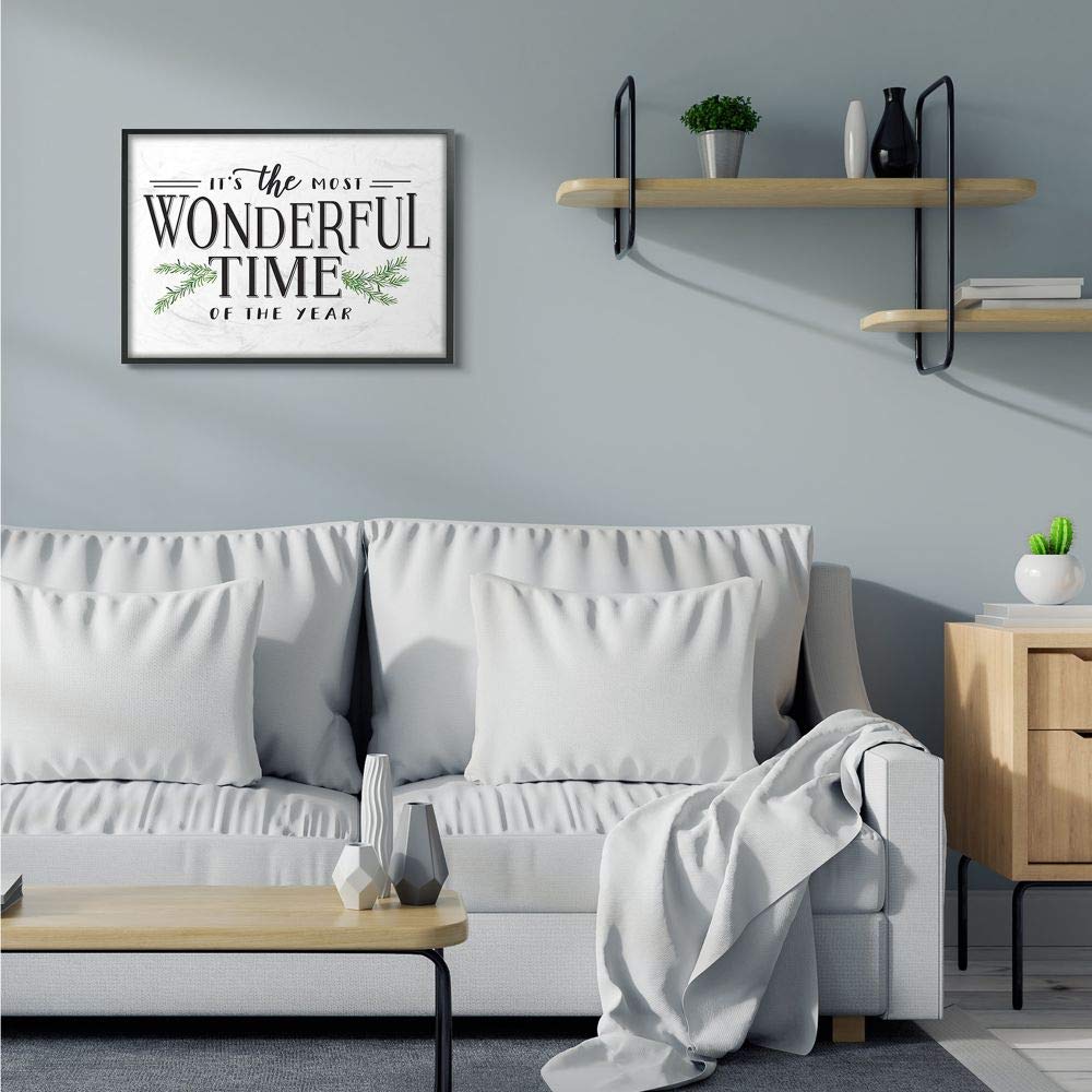 Stupell Industries Most Wonderful Time Christmas Holiday Word Design Framed, 24 X 30, Multi-Color