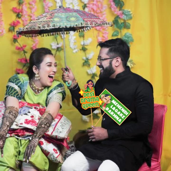 Festiko 24 Pcs Mehendi Photobooth Props, Mehendi Ceremony Props, Mehendi Function Decorations, Wedding Photobooth Props, Mehendi