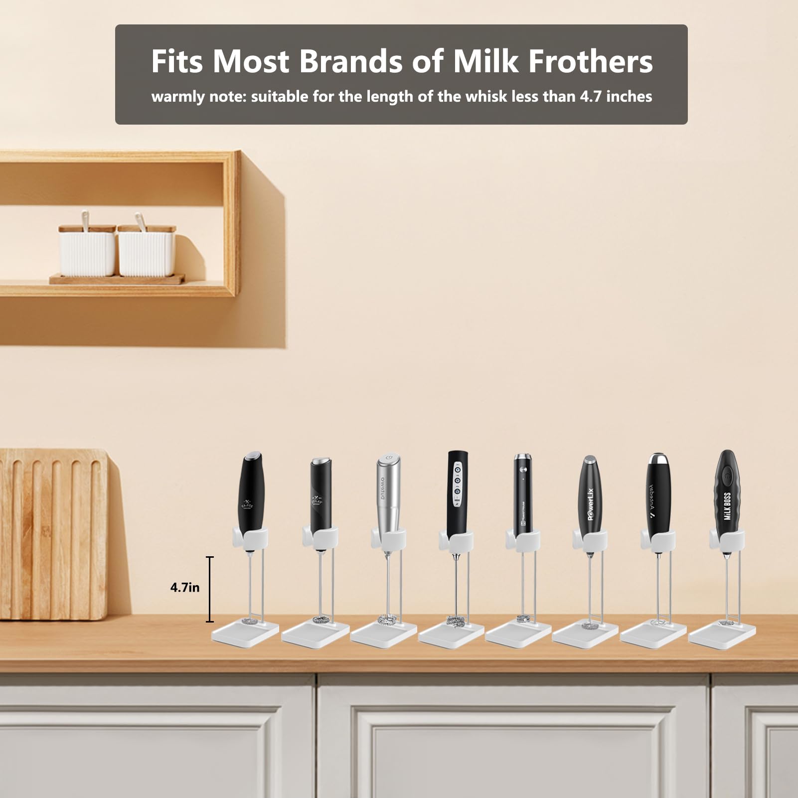 Derguam Milk Frother Stand, Milk Frother Holder [Standing Or Hanging]  For Multiple Types Handheld Frother, Durable Whisk Stand