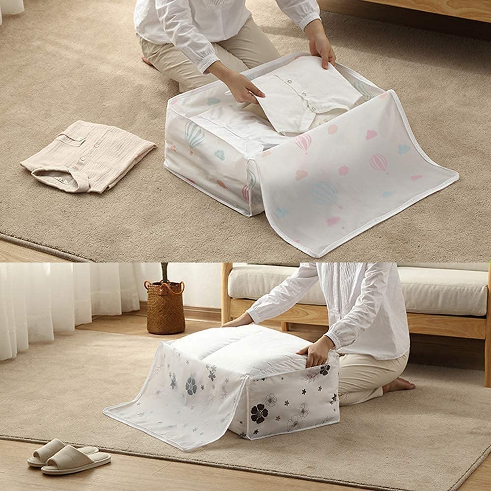 GKaruna Blanket Storage Organizer, Moisture Proof Bags, Printed Cloth Storages Bags, Waterproof Storage Bag For Blankets, Quilt