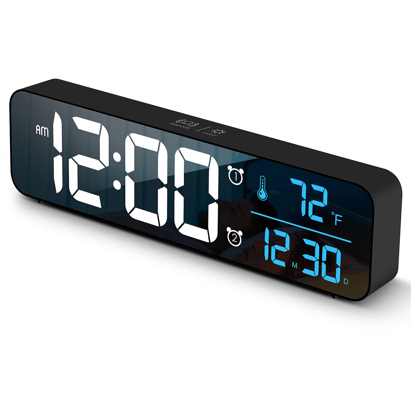 Hournor Digital Clock for Bedroom, Digital Wall Clock for Living Room Decor, Desk Table Clocks, Digital Clock Large Display, Bed
