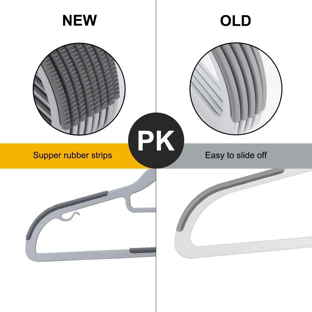 Oika Hangers Plastic 30Pack Space Saving Coat Hanger, Upgraded Rubber Stripe Non-Slip Pants Hangers, 360 Swivel Hook Clothes Han