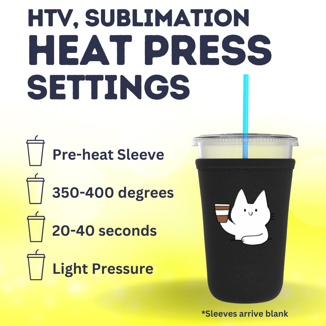 Tahoebay Iced Coffee Cold Cup Sleeve (4-Pack) Reusable Blank Neoprene Insulator Drink Sleeves 22-24Oz Beverage Holder For Vinyl