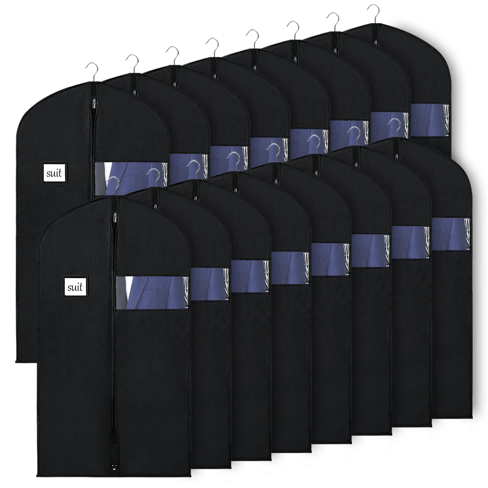 Keegh 40'' Suit Bags For Closet Storage (Set Of 16) Garment Bags For Hanging Clothes, Suit Cover Bags For Suits Coats Dress With