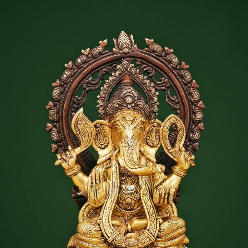 Mridaya Brass Ganesha Statue Large 33 Cm, Large Ganesh For Home, Ganesh For Temple, Brass Ganesh Statue, Hindu God Statue, House