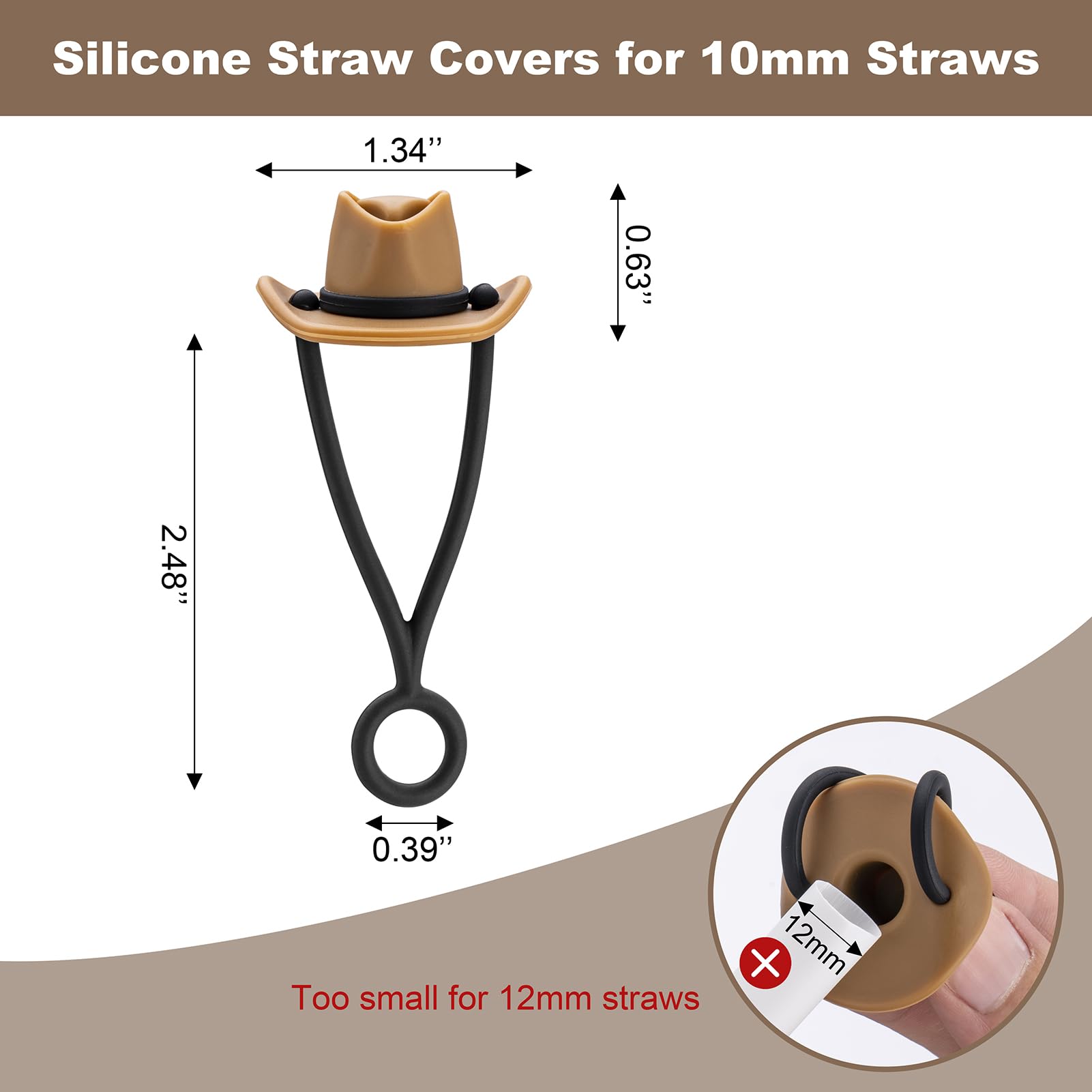 Straw Cover Cap for Stanley Cup 30 40 oz, Silicone Straw Toppers Cowboy Hat, Tumbler Cup Accessories for 10mm 0.4in Straws Cute