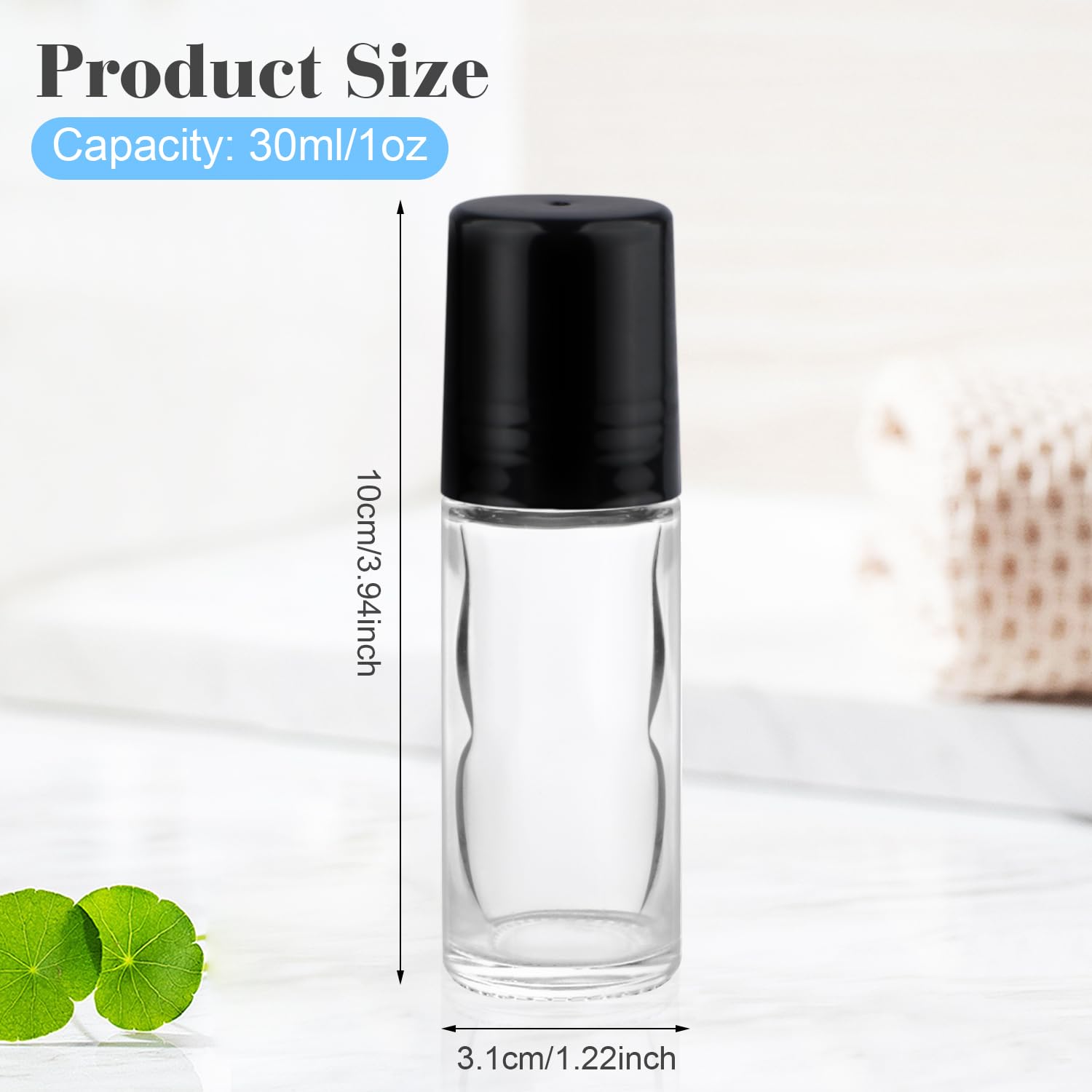 Mirrline 12 Pcs 30Ml/1Oz Roll On Bottles Empty Essential Oil Roller Bottle Clear Glass Bottle With Plastic Roller Ball & Black L