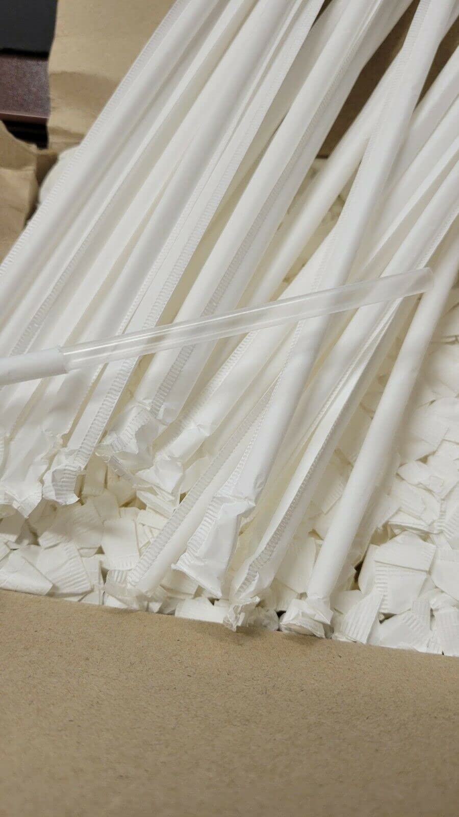 Plastic Drinking Straws Paper Wrapped 7.75'' Inch Translucent Plastic Straws (500)