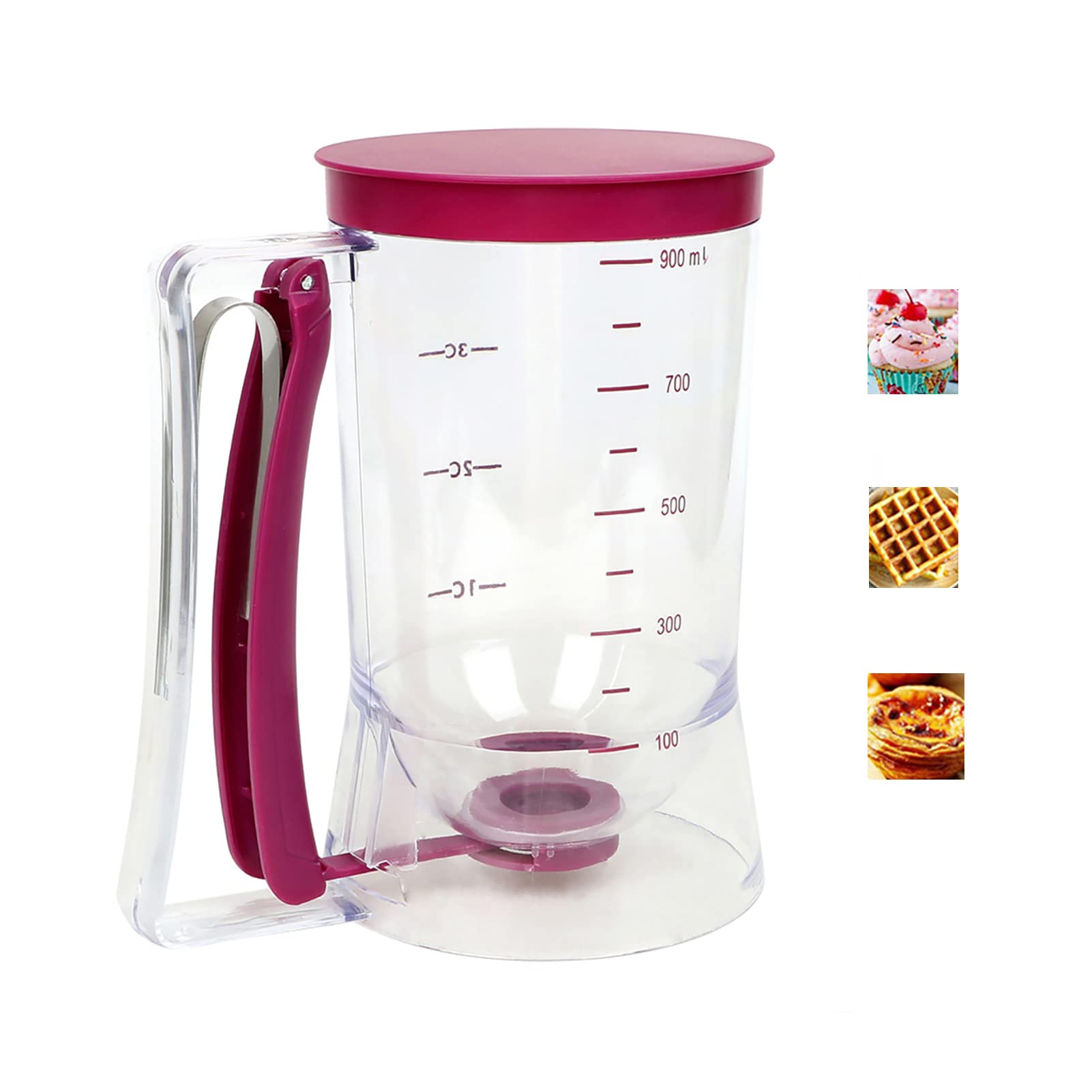 Batter Dispenser with Squeeze Handle For Cupcake, Waffle, Pastry, Pancake, Cookie, Cake, Batter Cream Separator Cup Measuring Ba
