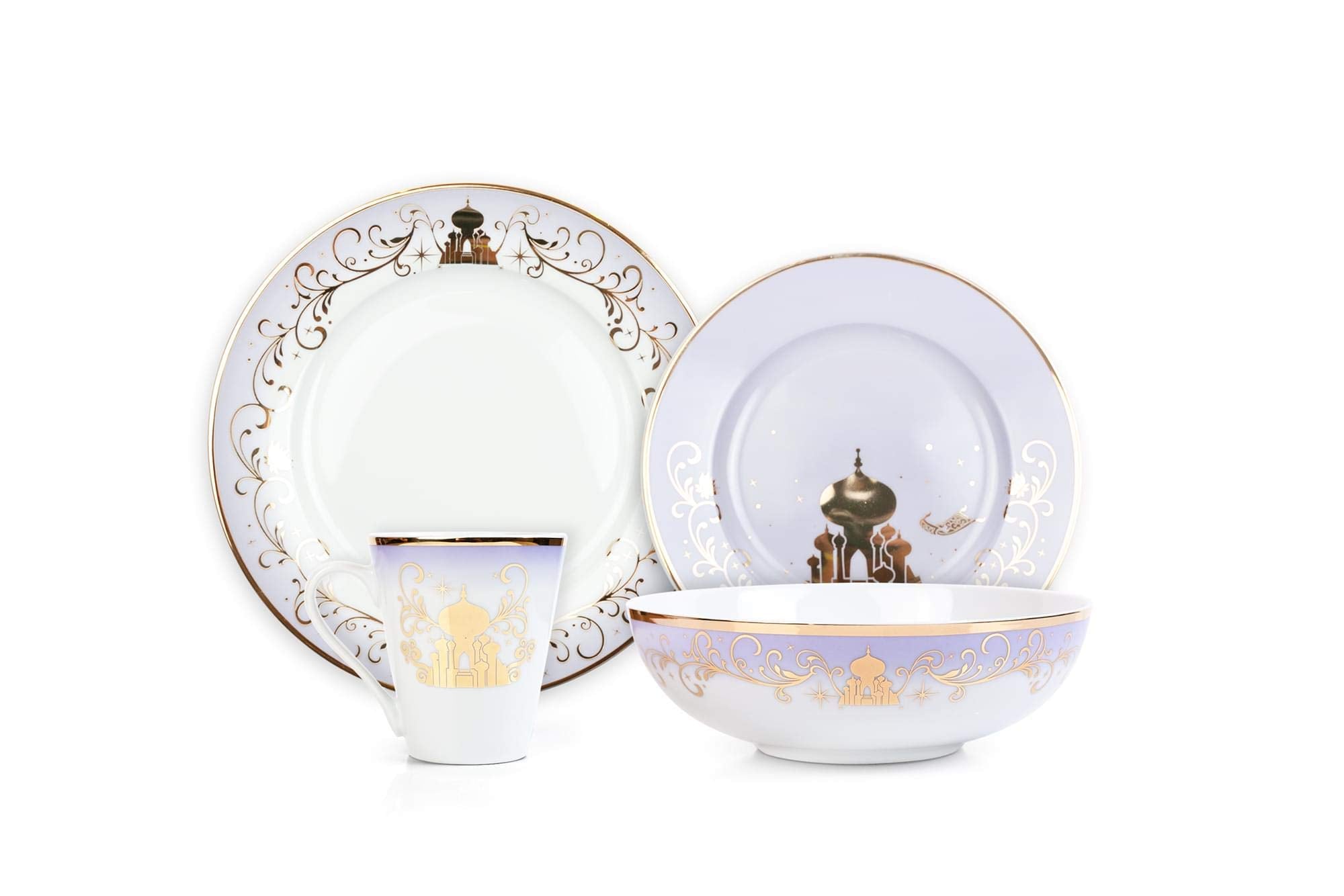 Robe Factory LLC Disney Princess 16-Piece Dinnerware Set | Cinderella  Jasmine  Ariel  Belle