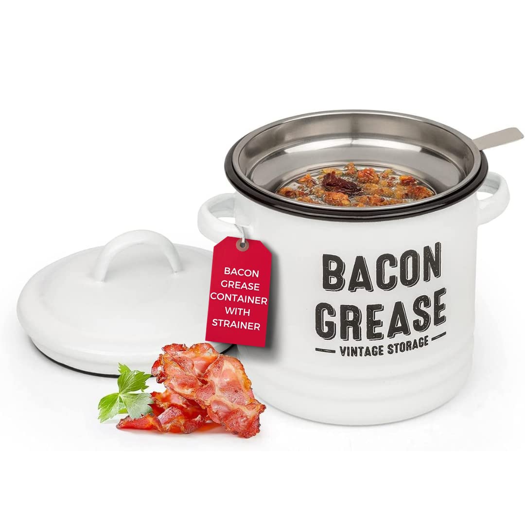 Granrosi Bacon Grease Saver With Strainer - 36Oz Stainless Steel Small Bacon Grease Container For Kitchen With Airthight Lid; Us