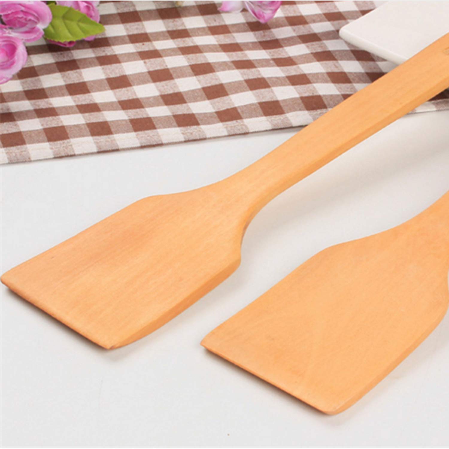 Wooden Spatula For Mixing And Cooking - Wood Kitchen Spatulas Set Great For Turner, Mixing, Corner Spoon And Scraper High Heat R