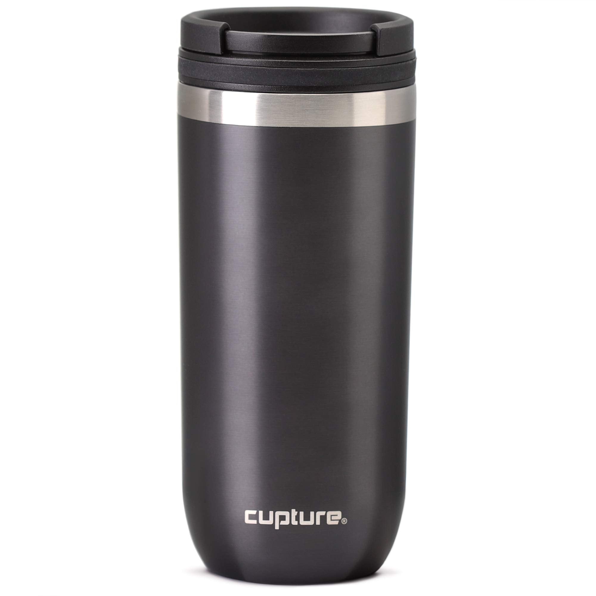 Cupture Twist-Top Vacuum-Insulated Stainless Steel Travel Mug, 16 Oz, Gunmetal Gray