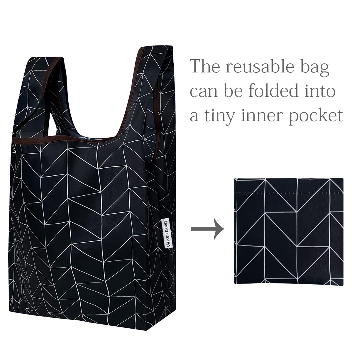 Wrapables Jolibag Collection Reusable Shopping Bag (Set Of 2), Geometric