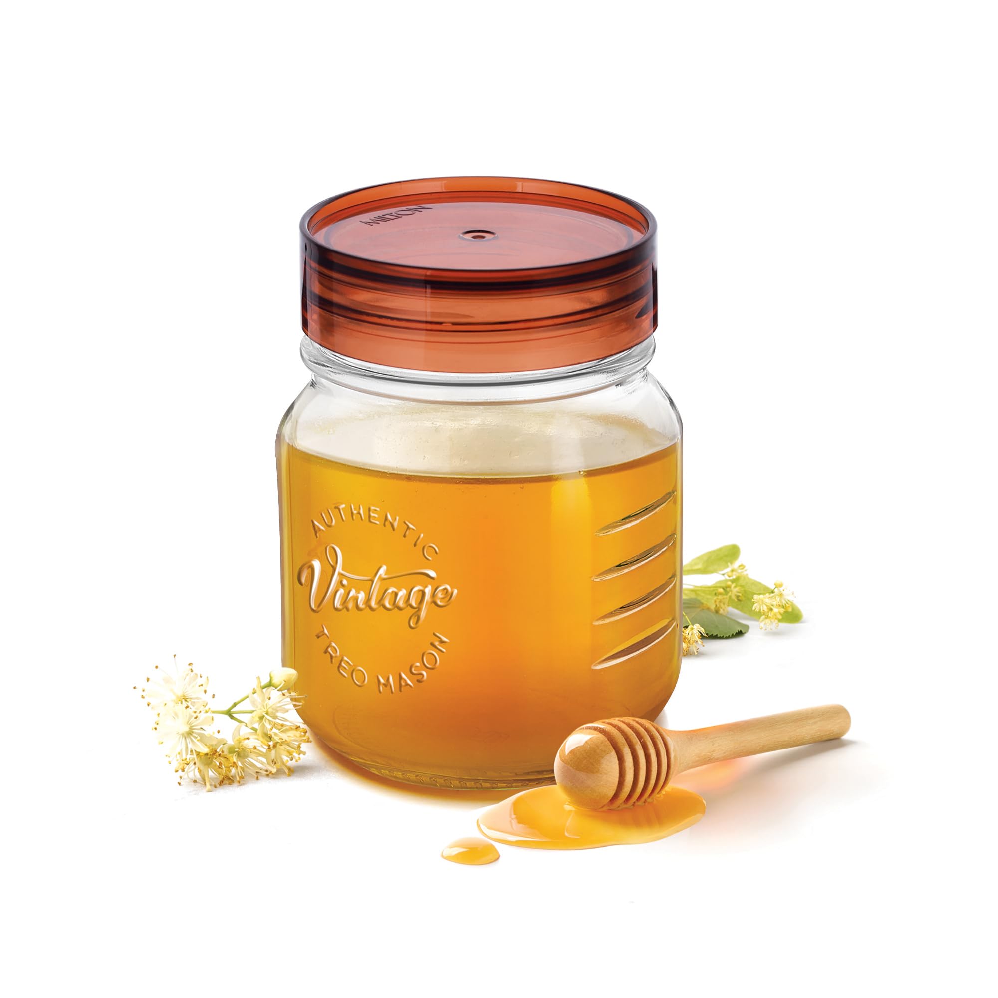 Treo By Milton Vintage Glass Jar With Plastic Lid, 500 Ml, Transparent |Storage Jar | Kitchen Organiser | Modular |Food Safe | T