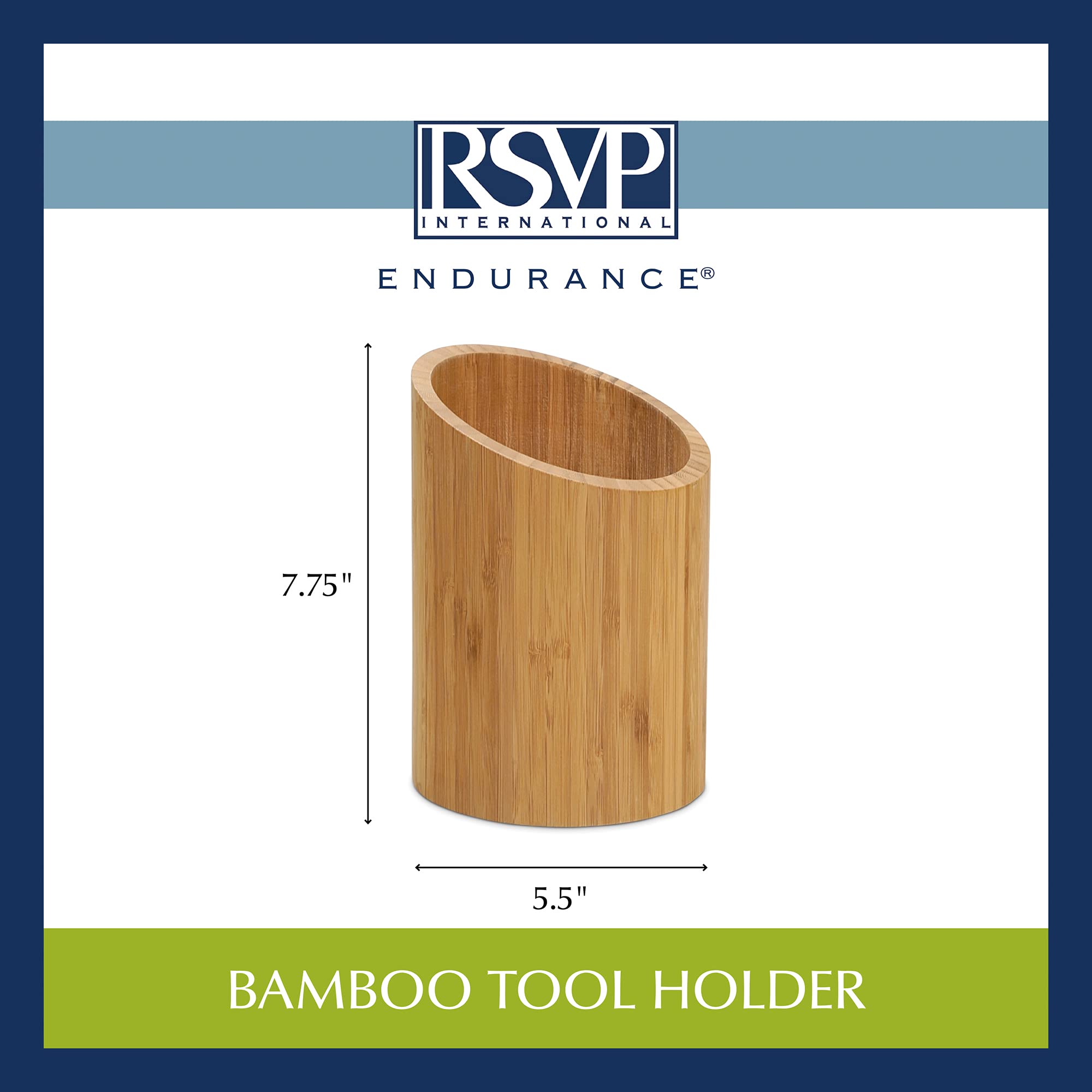 Rsvp International Bamboo Collection, Countertop D  Cor For Kitchen & Tabletop, Tool Holder, 5.5(Dia)X7.75''