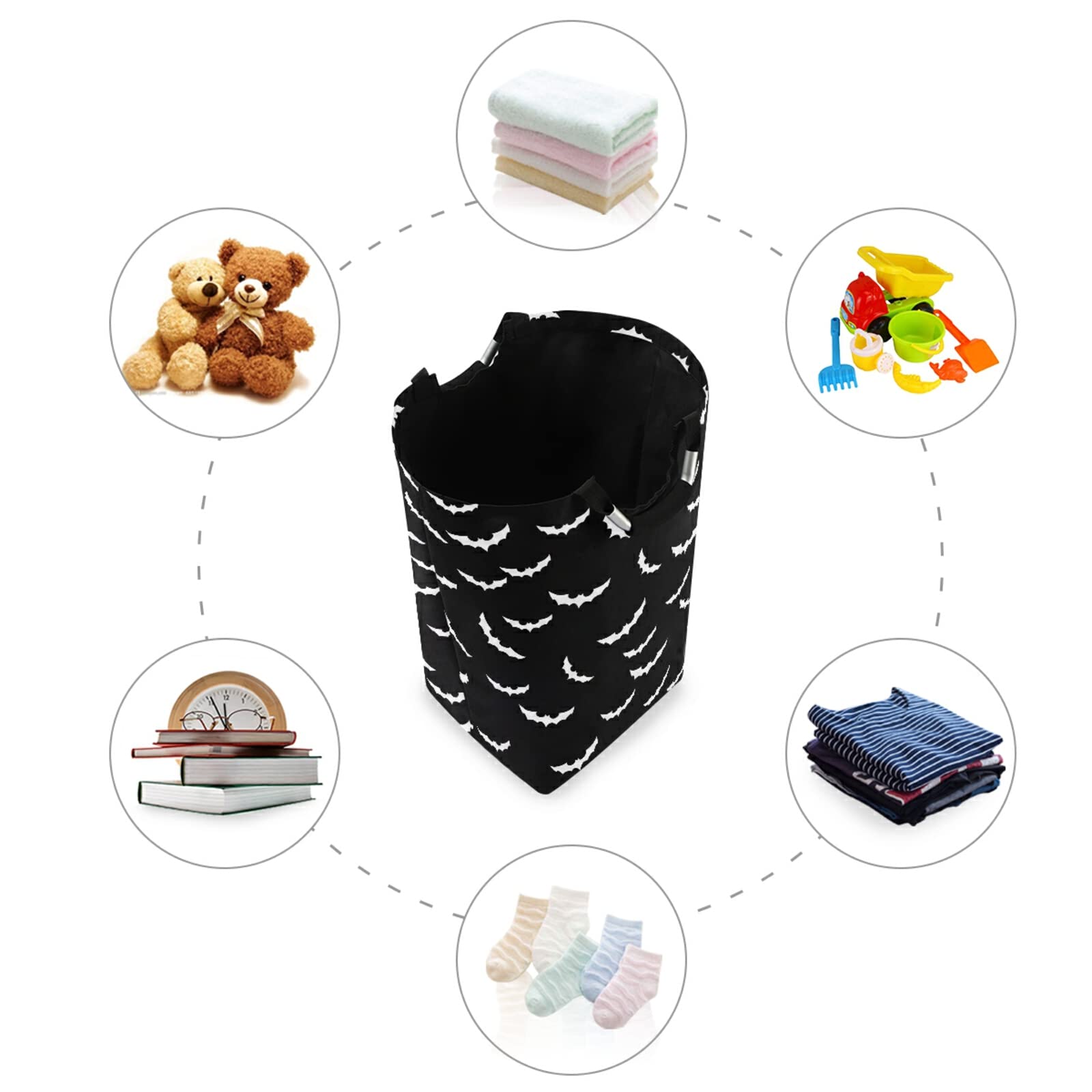Xuwu 50L Laundry Basket Halloween Bats Goth Foldable Laundry Hamper With Padded Handles Waterproof Durable Clothes Hamper Storag