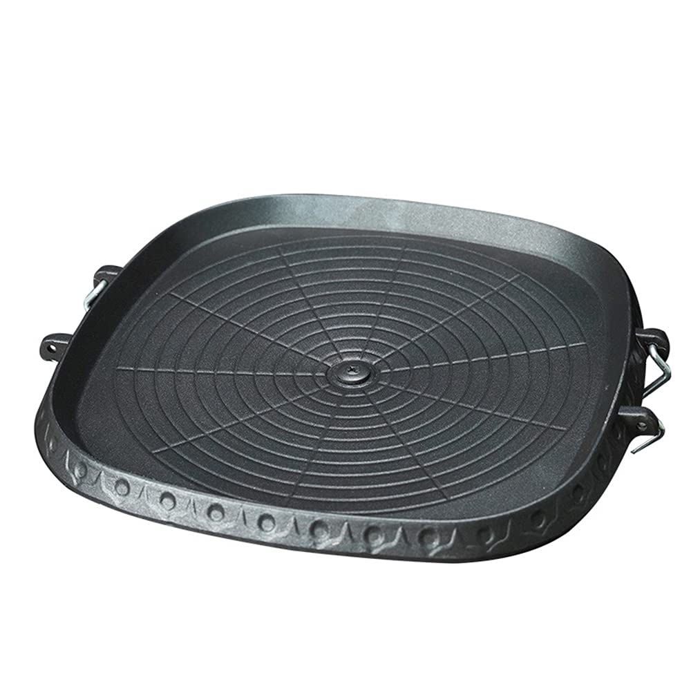 Airoka Korean Bbq Non-Stick Square Grill Pan With Natural Material 6 Layer Coating Easy Grease Draining 11.8 Inch Gas Range Gril
