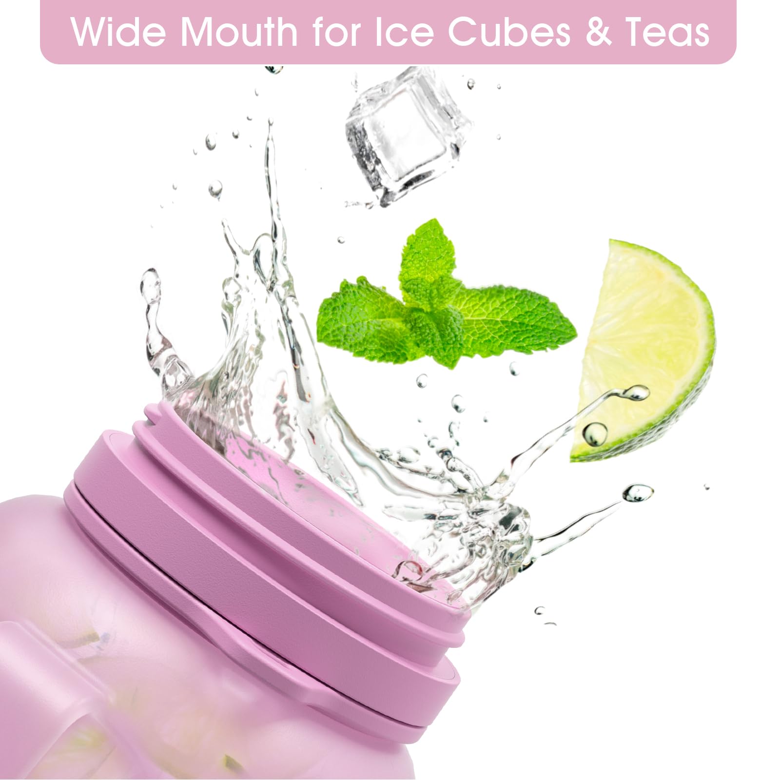 TakeToday 40 OZ Motivational Water Bottle with Straw and Paracord Handle 1.2L Silicone Sports Water Bottle with Time Marker(Purple)