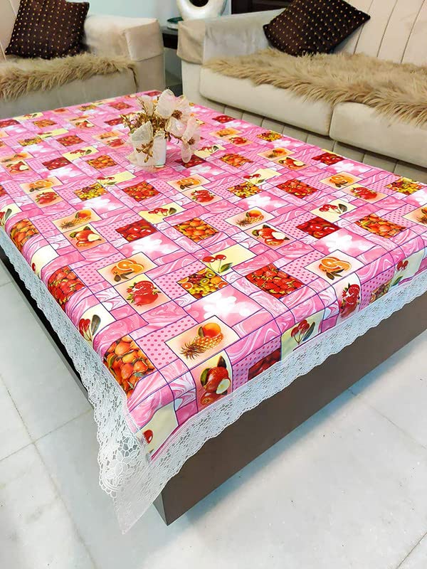ROYAL  NEST  Table Cover Medium Size 2 to 4 Seater (40 INCH x 60 INCH) 3D Self Design Printed Table Cover (Plastic) Fruits, Pin