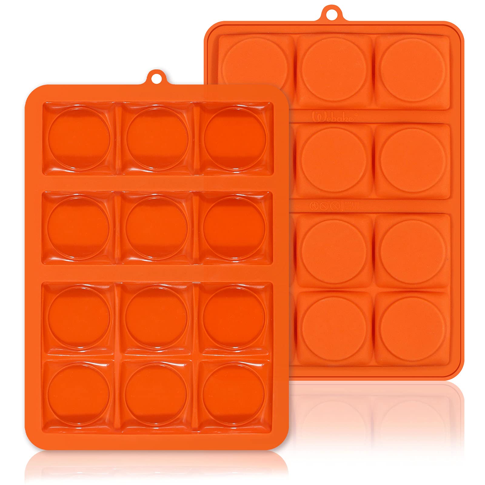 Webake Cookie Chocolate Bar Mold Silicone Break-Apart Chocolate Covered Cookie Bar Molds For Sandwich Cookies, Pack Of 2