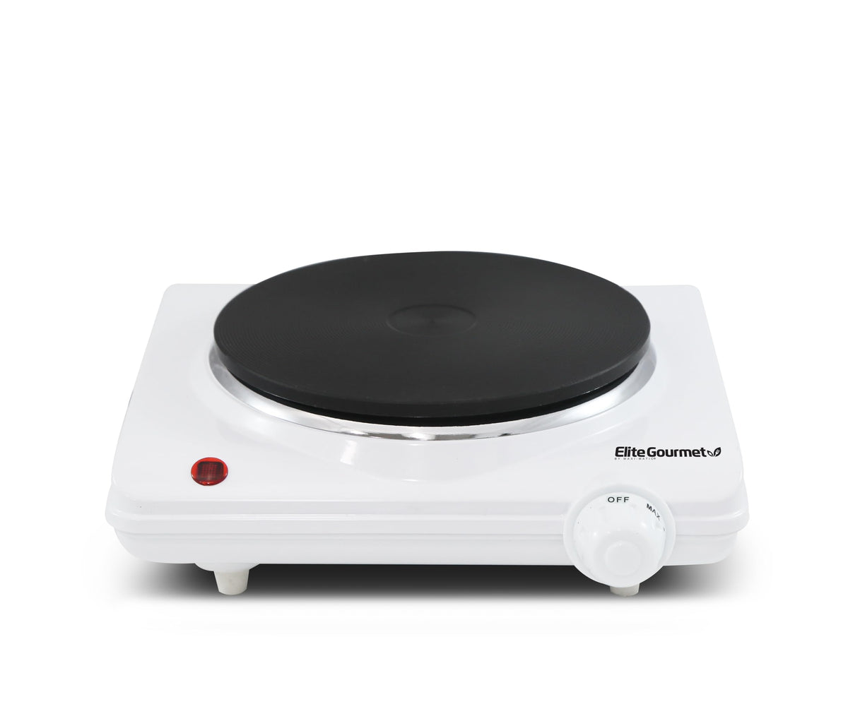 Elite Gourmet Esb-301F Countertop Single Cast Iron Burner, 1000 Watts Electric Hot Plate, Temperature Controls, Power Indicator