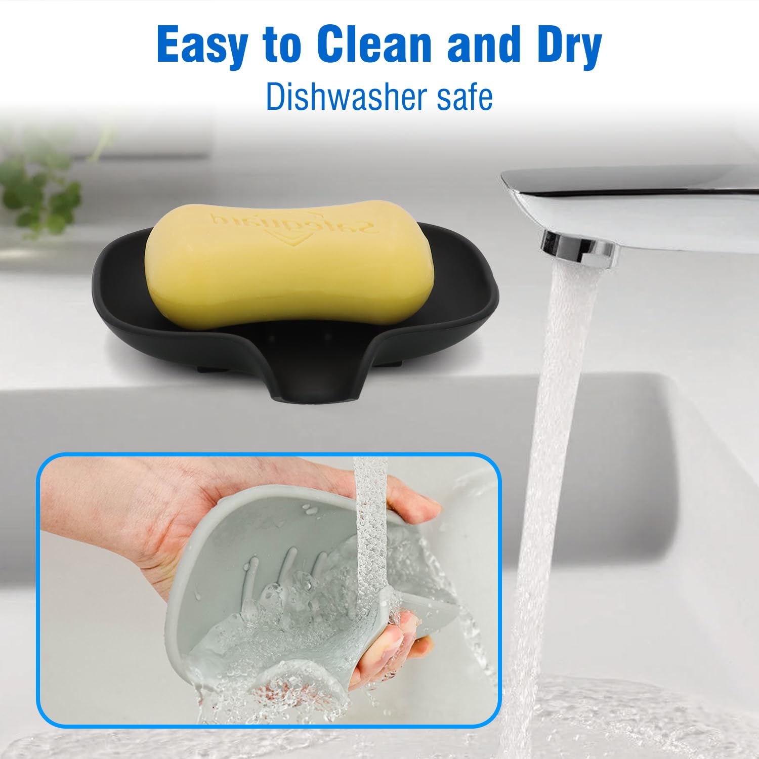 Aimaiaimai 3 Pack Soap Dish, Soap Dishes For Bathroom, Shower, Silicone Soap Bar Holder, Soap Tray For Kitchen, Bpa-Free, Dishwa