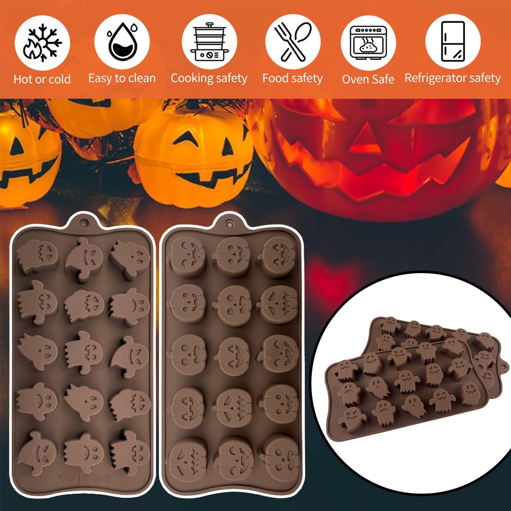 2 Pack Pumpkin Ghost Silicone Mold Halloween Chocolate Cookie Baking Mold Pumpkin And Ghost Shapes Diy Decoration Tools For Bisc